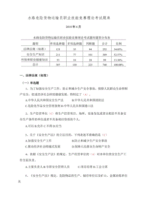 水路危险货物运输员职业技能竞赛理论考试题库.docx