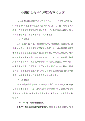 非煤矿山安全生产综合整治方案.docx