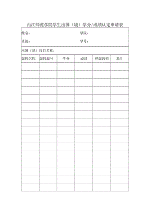 内江师范学院学生出国（境）学分、成绩认定申请表.docx