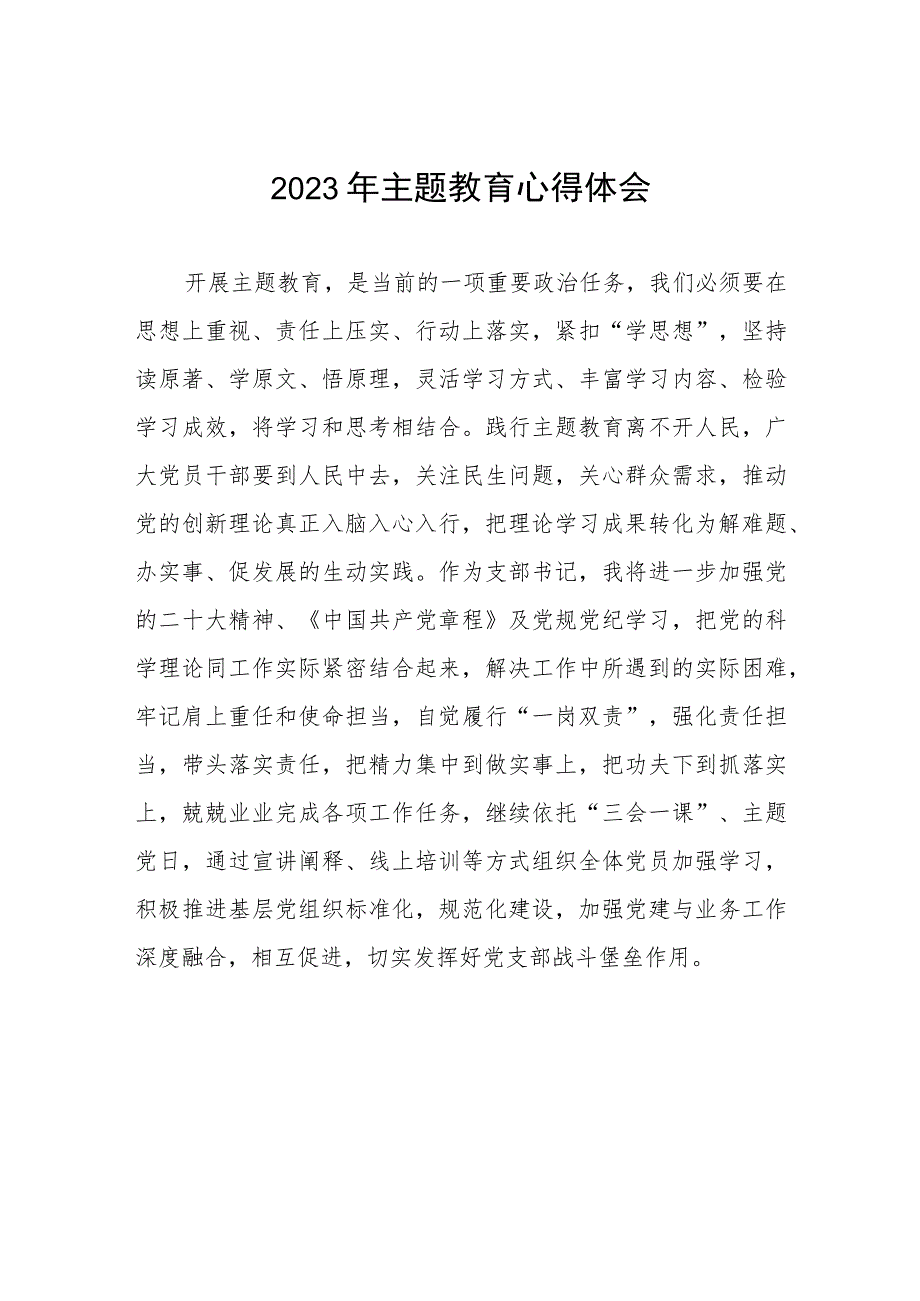 村长2023年主题教育学习心得体会(五篇).docx_第1页