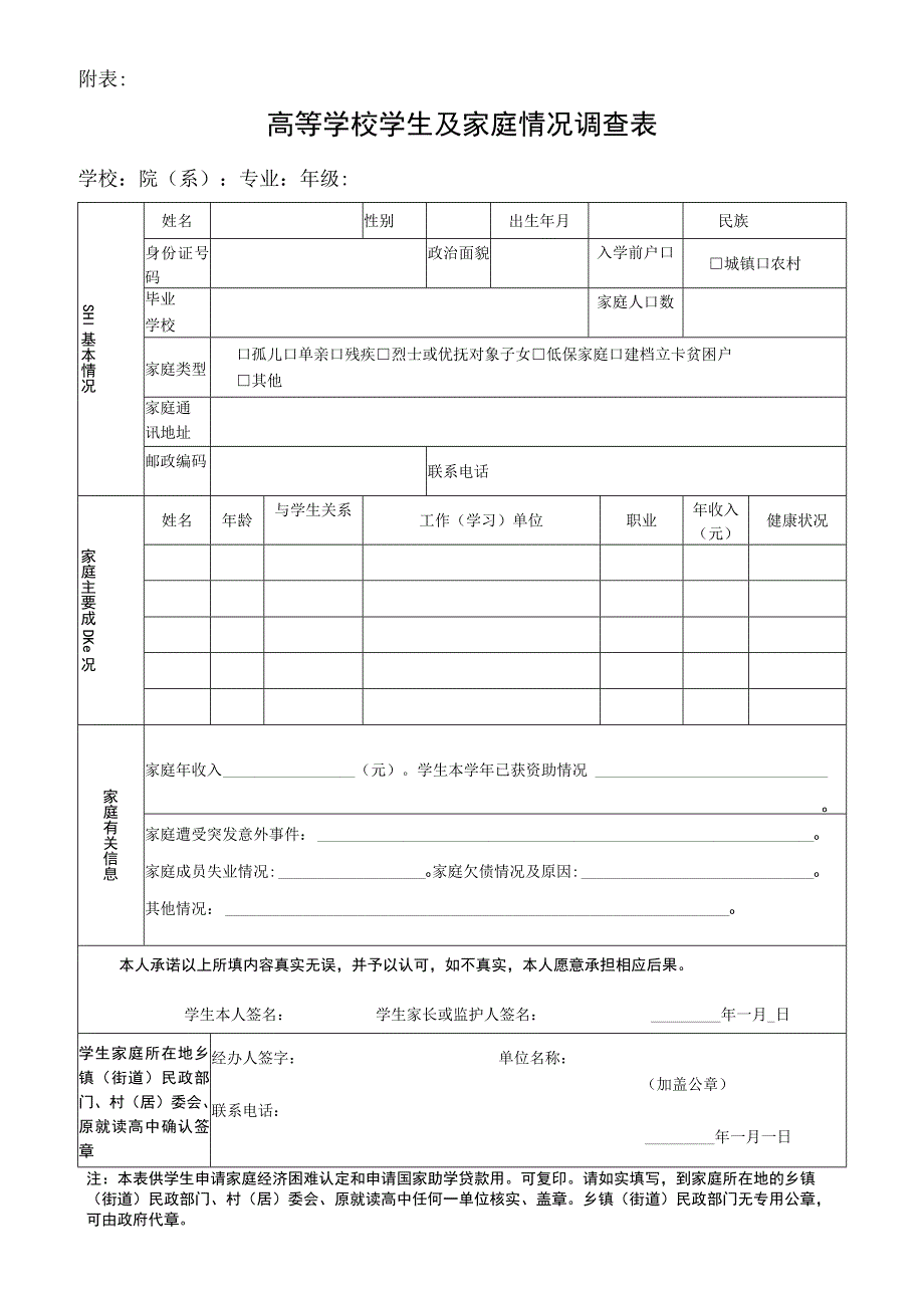 高等学校学生及家庭情况调查表（本专科学生2018年版）.docx_第1页