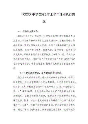 中学2023年上半年计划执行情况.docx