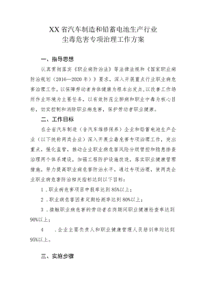 汽车制造和蓄电池生产行业尘毒危害专项治理工作方案.docx