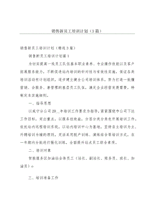 销售新员工培训计划（3篇）.docx