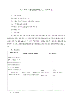 民间传统工艺专业指导性人才培养方案.docx