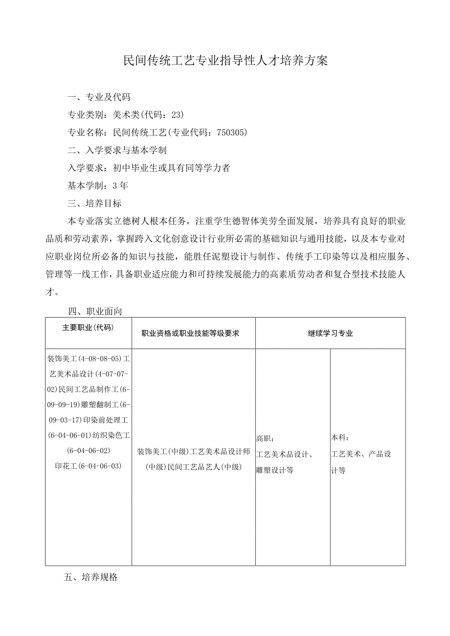 民间传统工艺专业指导性人才培养方案.docx_第1页