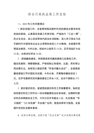 综合行政执法局工作总结.docx