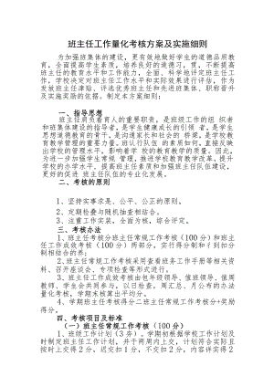 班主任工作量化考核方案及实施细则 .docx