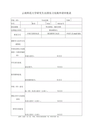 云南师范大学研究生出国实习实践申请审批表.docx