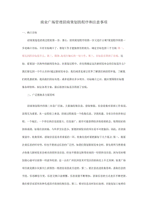 商业广场管理招商策划的程序和注意事项.docx