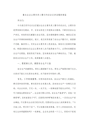 重点企业主要负责人警示约谈会议讲话稿供借鉴.docx