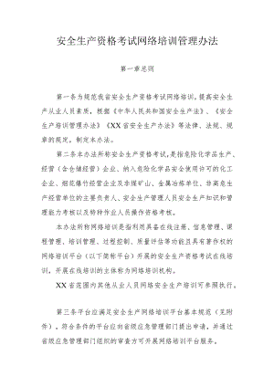 安全生产资格考试网络培训管理办法.docx