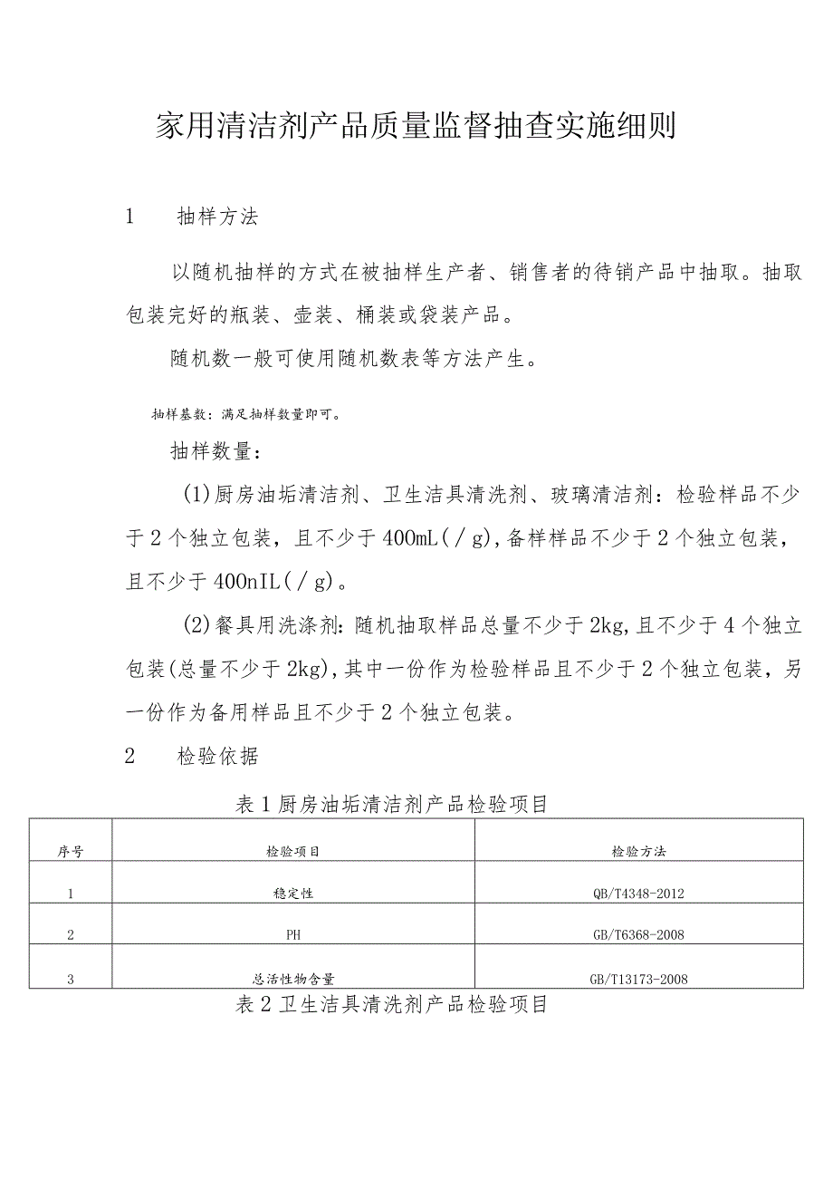 家用清洁剂产品质量监督抽查实施细则.docx_第1页