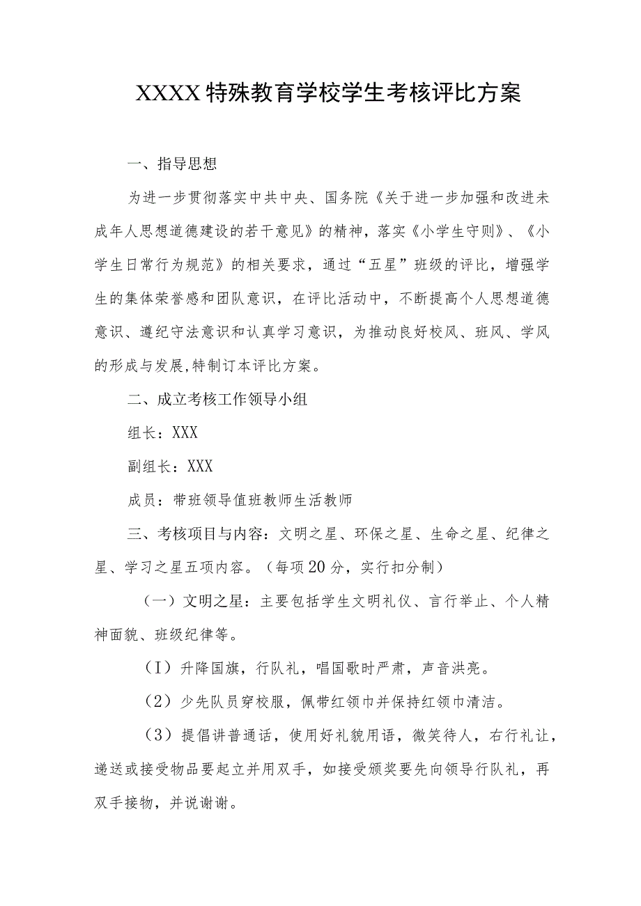 特殊教育学校学生考核评比方案.docx_第1页