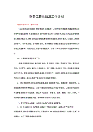 财务工作总结及工作计划（通用23篇）.docx