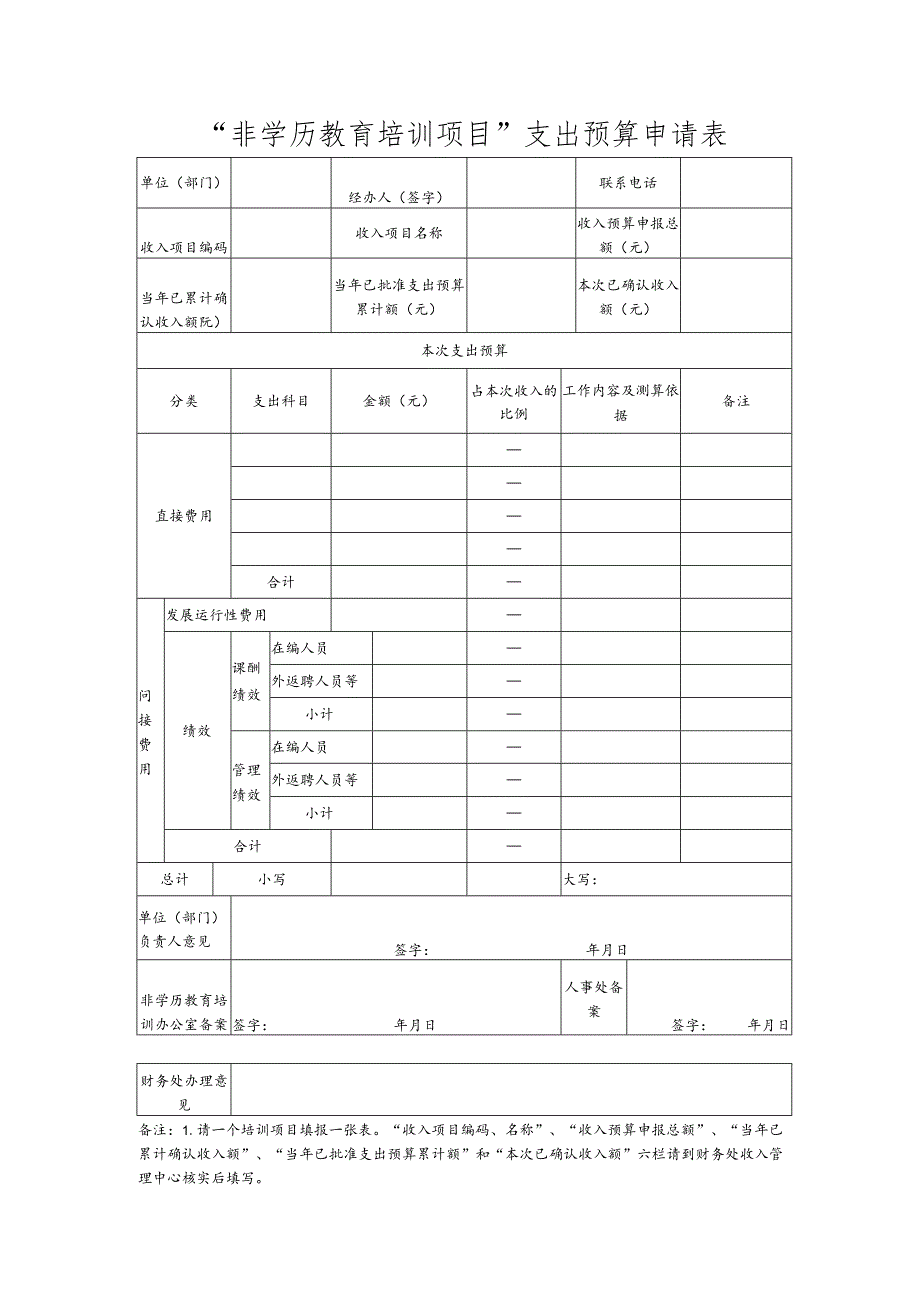 财收表09-“非学历教育培训项目”支出预算申请表.docx_第1页