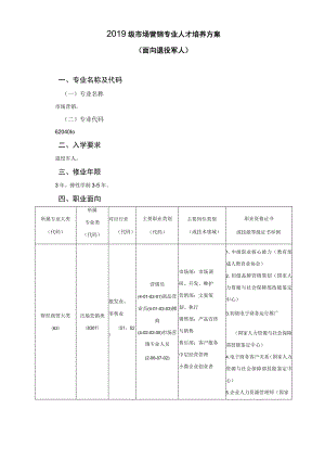 市场营销专业人才培养方案(高职)(面向退役军人).docx