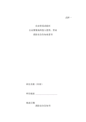 公众聚集场所投入使用、营业消安全告知承诺书及相关法律文书式样.docx