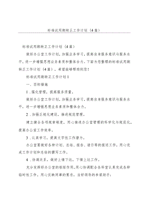 标准试用期转正工作计划(4篇).docx