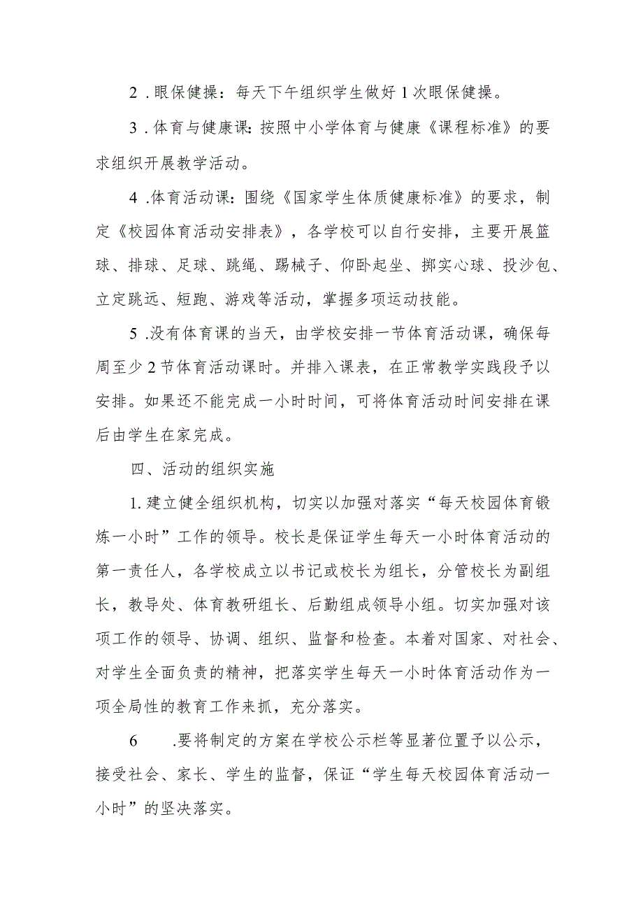 中小学生每天一小时体育活动时间实施方案.docx_第2页