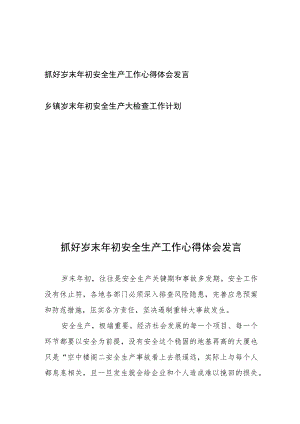 抓好岁末年初安全生产工作心得体会发言、乡镇岁末年初安全生产大检查工作计划.docx