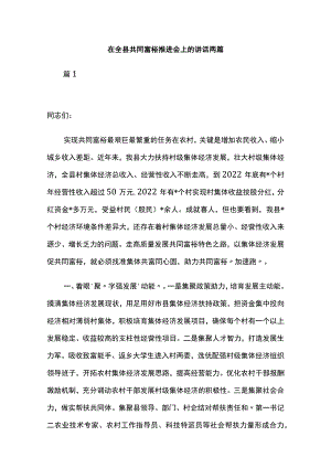 在全县共同富裕推进会上的讲话两篇.docx