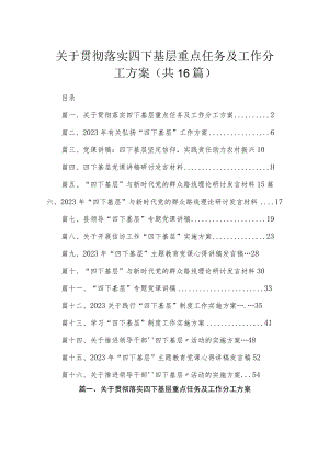 关于贯彻落实四下基层重点任务及工作分工方案（共16篇）.docx