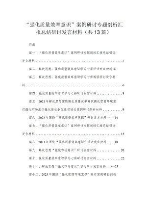 “强化质量效率意识”案例研讨专题剖析汇报总结研讨发言材料（共13篇）汇编.docx