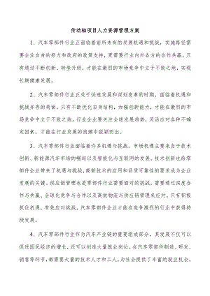 传动轴项目人力资源管理方案.docx