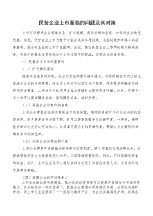 民营企业上市面临的问题及其对策.docx