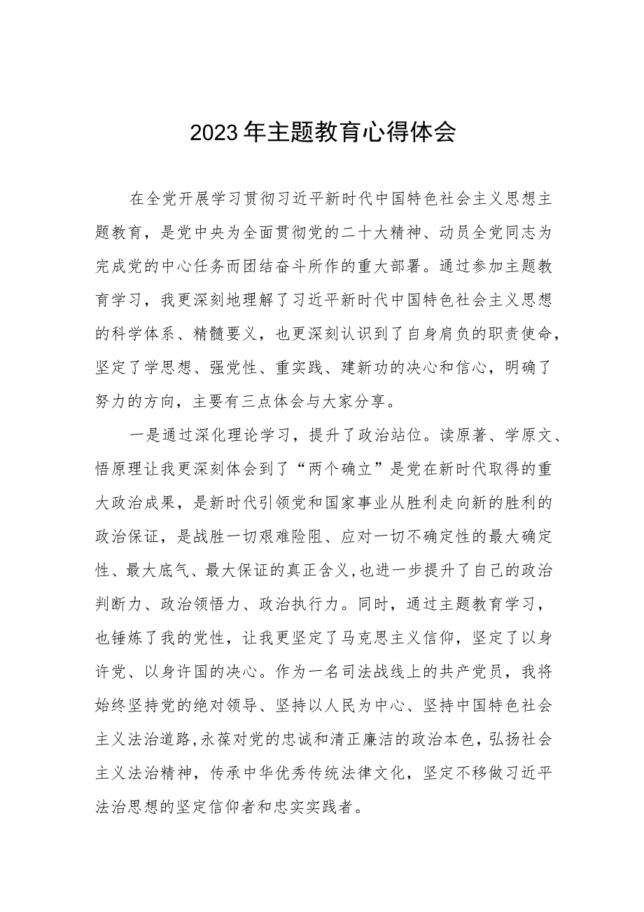 公安民警关于2023年主题教育学习心得体会（九篇）.docx_第1页