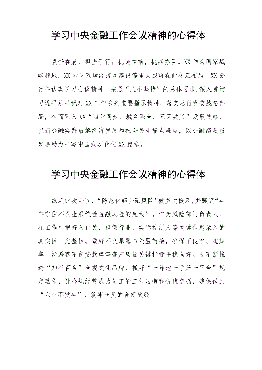 2023中央金融工作会议精神心得体会发言材料28篇.docx_第3页