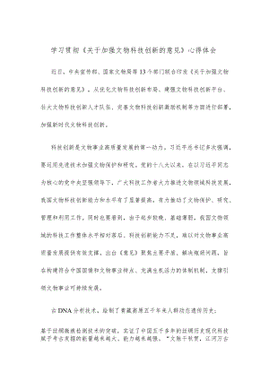 学习贯彻《关于加强文物科技创新的意见》心得体会 .docx