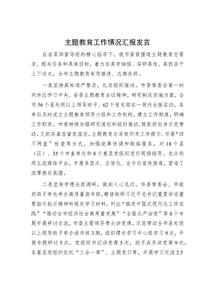 主题教育工作情况汇报发言（精选两篇合辑）.docx