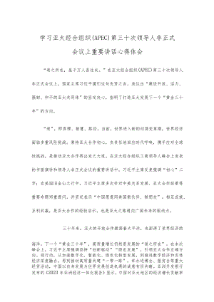 学习亚太经合组织（APEC）第三十次领导人非正式会议上重要讲话心得体会.docx