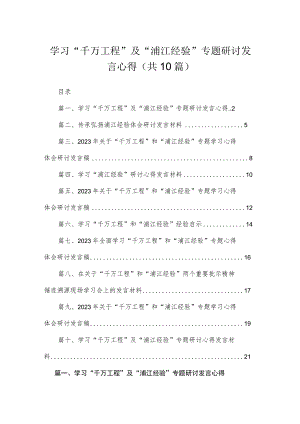 学习“千万工程”及“浦江经验”专题研讨发言心得(精选10篇汇编).docx