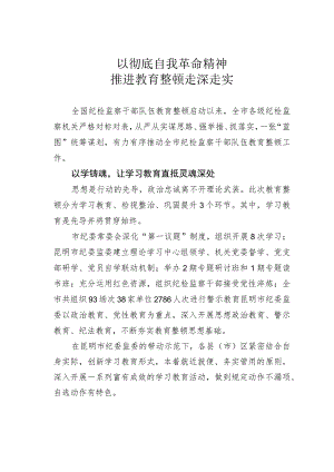 以彻底自我革命精神推进教育整顿走深走实.docx