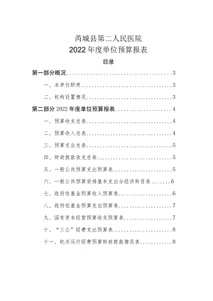 芮城县第二人民医院2022年度单位预算报表.docx