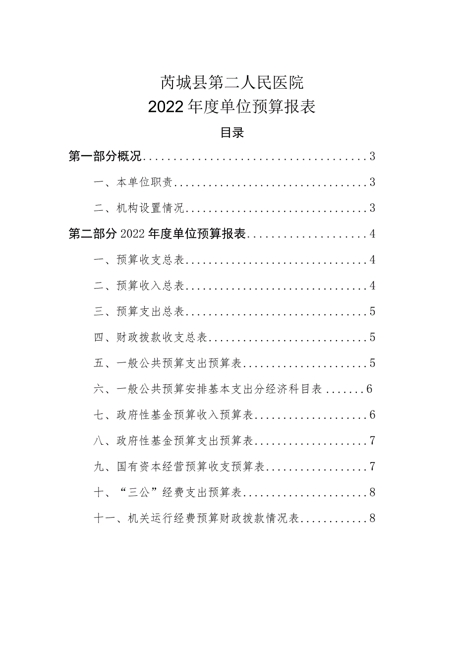 芮城县第二人民医院2022年度单位预算报表.docx_第1页