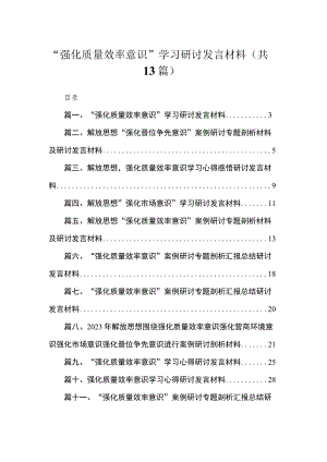 “强化质量效率意识”学习研讨发言材料（共13篇）.docx