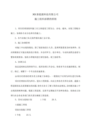 XX新能源科技有限公司XX工程项目施工组织部署的原则（2023年）.docx