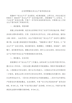 应急管理强化安全生产宣传经验总结.docx