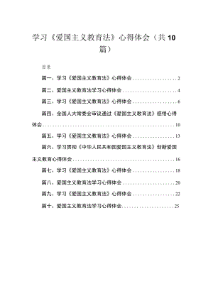 学习《爱国主义教育法》心得体会范文精选(10篇).docx