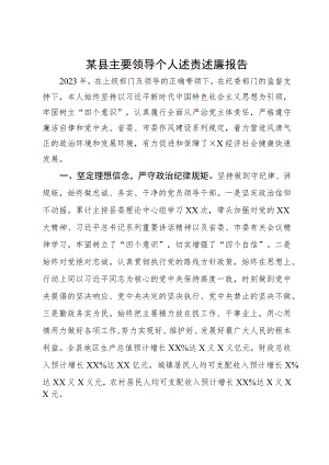 某县主要领导个人述责述廉报告.docx