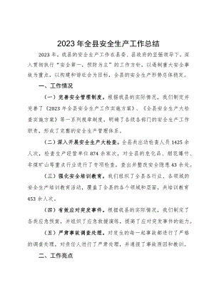 2023年全县安全生产工作总结.docx