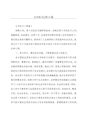 公司实习心得14篇.docx