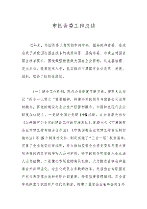 市国资委工作总结 .docx