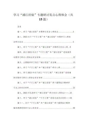 2023学习“浦江经验”专题研讨发言心得体会【15篇】.docx