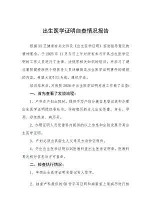 出生医学证明自查情况报告三篇.docx