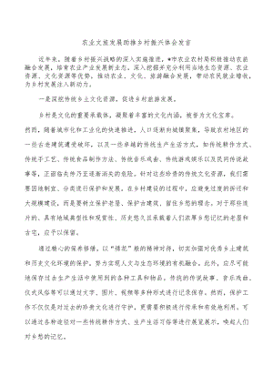 农业文旅发展助推乡村振兴体会发言.docx